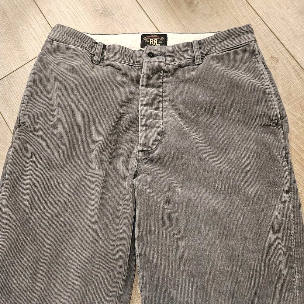 Vintage Double RL Ralph Lauren Mens Corduroy Buttonfly Pants Size 32x34(33) Gray